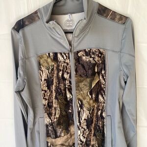 Girls with guns, two piece activewear, large, gray